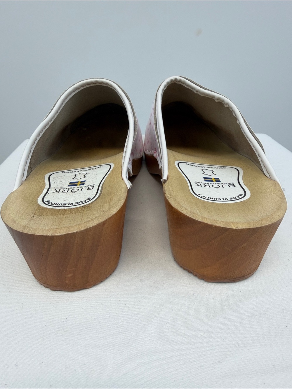 Bjork Lilly Floral Leather Wood Open Back Swedish Clogs EU 39 US 8.5 - Picture 4 of 6